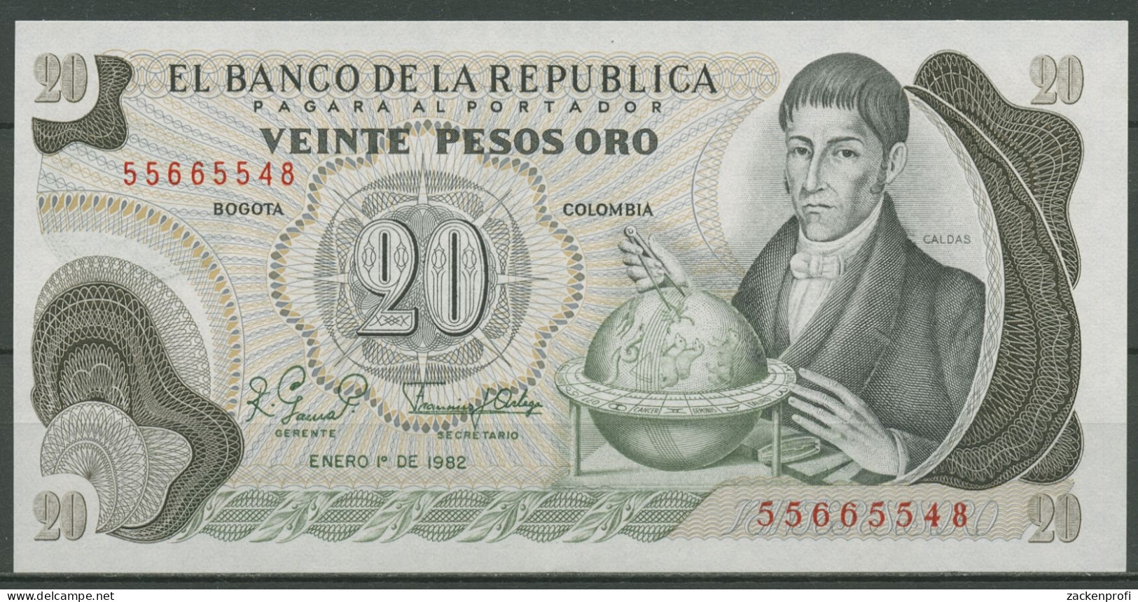 Kolumbien 20 Pesos 1.1.1982, KM 409 D Kassenfrisch (K542) - Kolumbien
