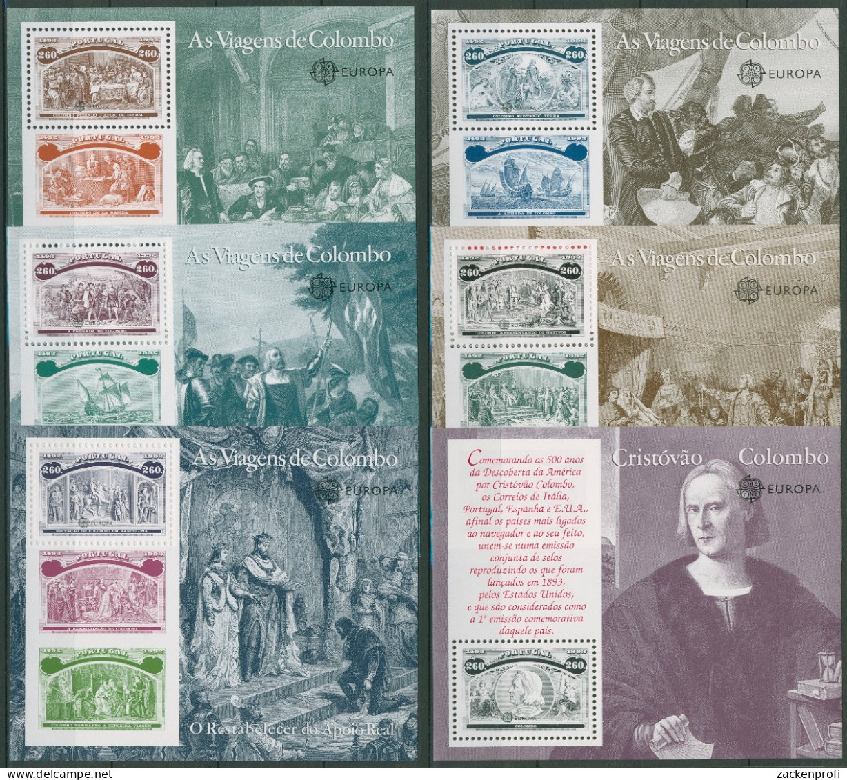 Portugal 1992 Europa CEPT Christoph Kolumbus Block 85/90 Postfrisch (C91137) - Blocks & Sheetlets