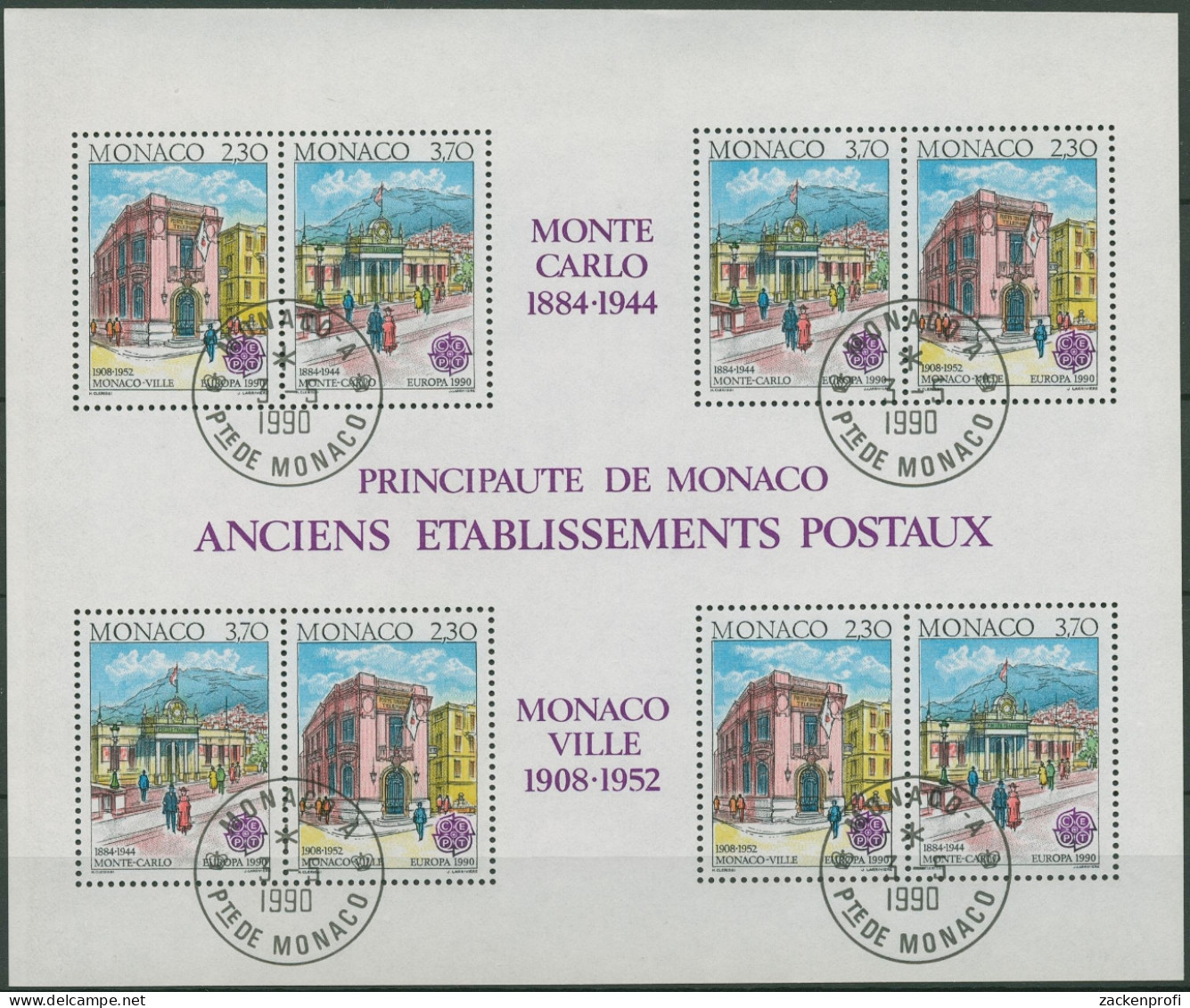 Monaco 1990 Europa CEPT Postamt Block 47 Gestempelt (C91341) - Blocs