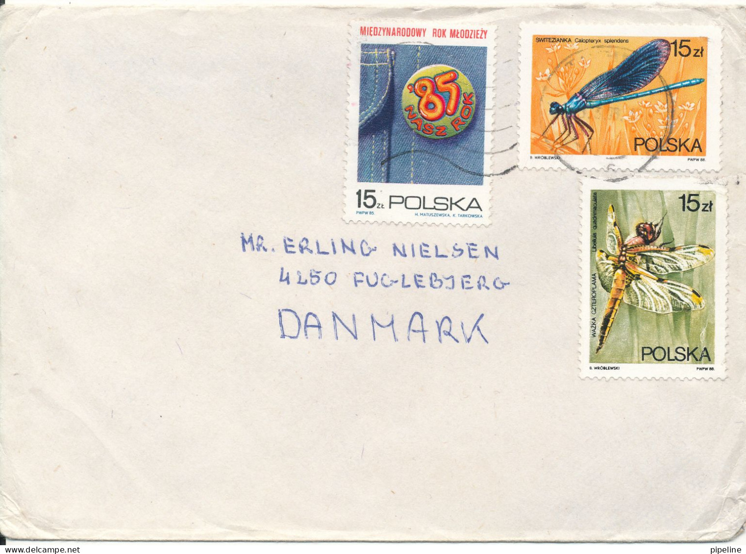 Poland Cover Sent To Denmark 1988 Topic Stamps Insects - Covers & Documents