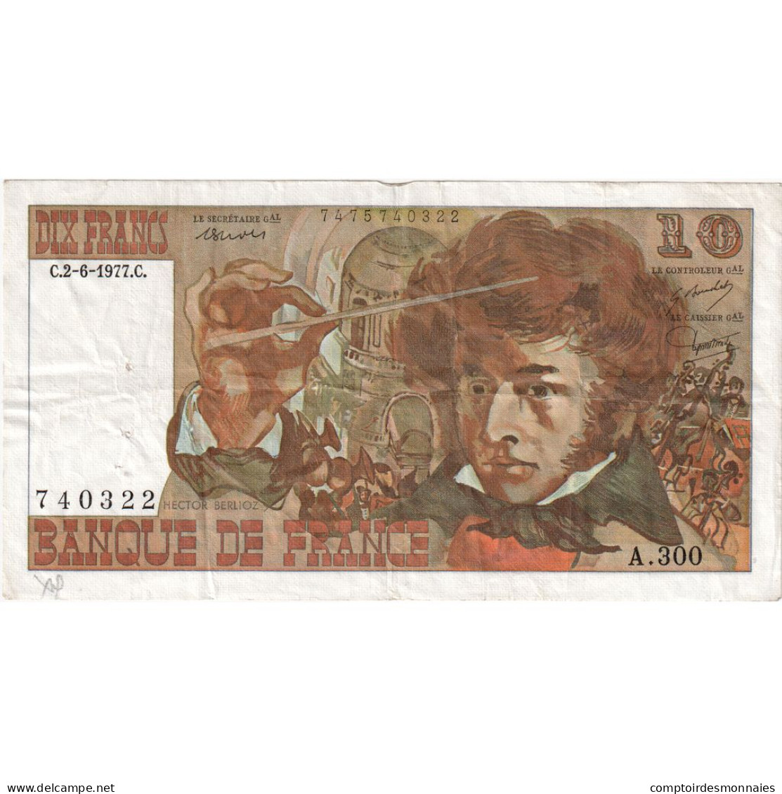 France, 10 Francs, 1977, 1977-06-02, TTB, Fayette:63.22, KM:150c - 10 F 1972-1978 ''Berlioz''