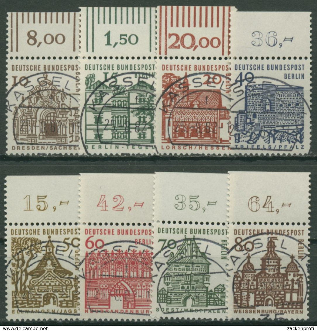 Berlin 1964/65 Kleine Bauwerke Mit Oberrand 242/49 OR Mit TOP-Stempel - Used Stamps