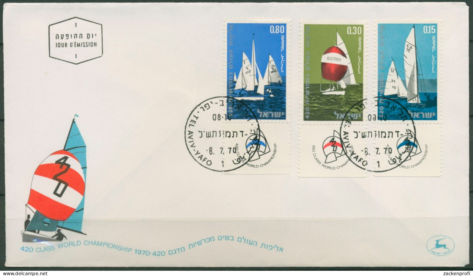 Israel 1970 Segel-Weltmeisterschaft 476/78 Mit Tab Ersttagsbrief FDC (X61323) - FDC