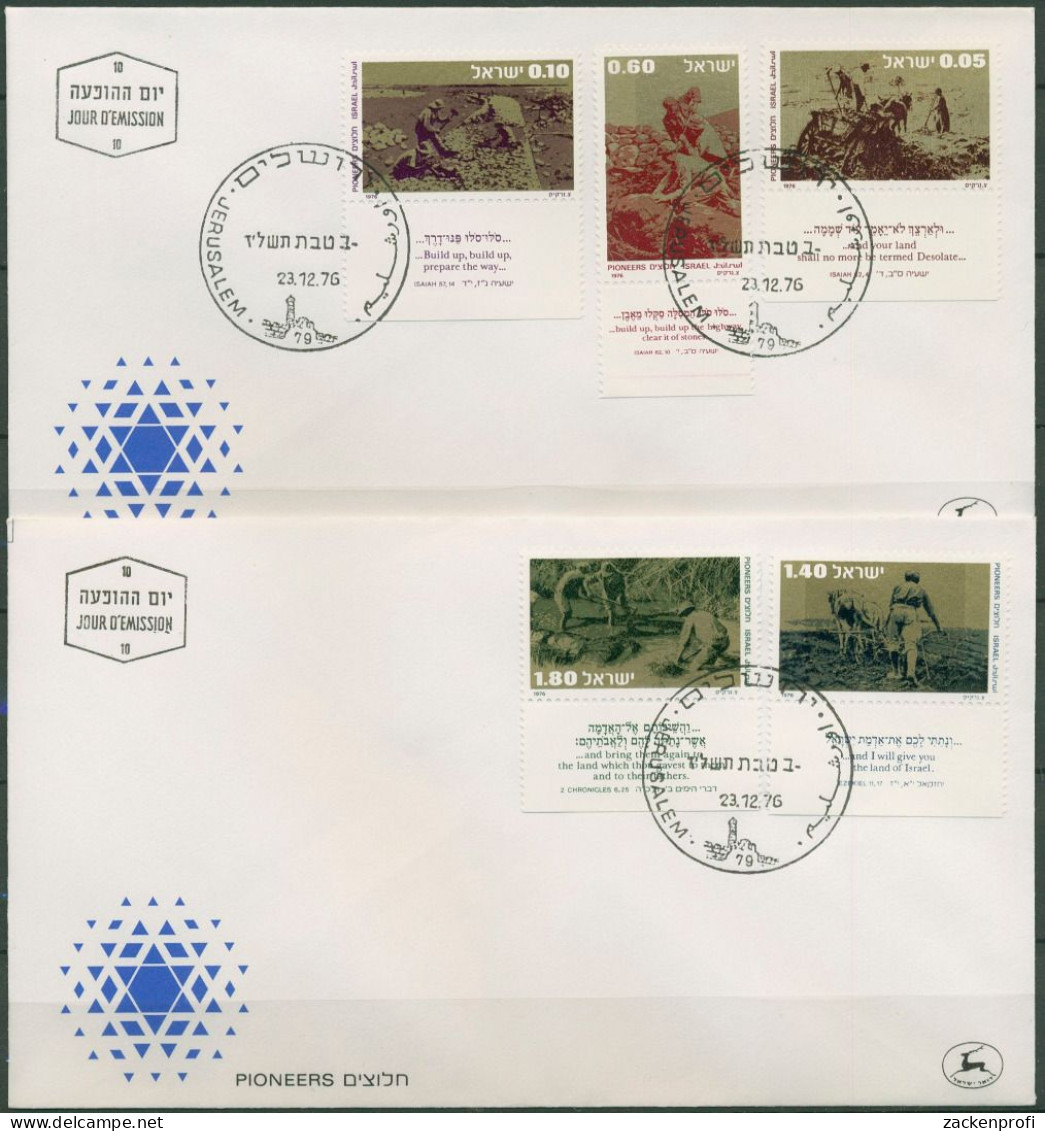 Israel 1976 Landwirtschaft Pioniere 687/91 Mit Tab Ersttagsbrief FDC (X61344) - FDC