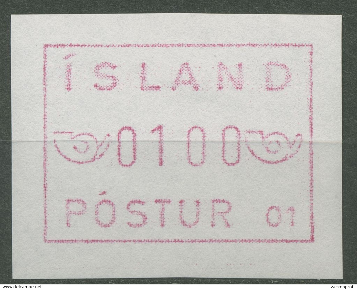 Island ATM 1983 Freimarke Automat 01, Weißes Papier, ATM 1.1.2 C XI Postfrisch - Franking Labels