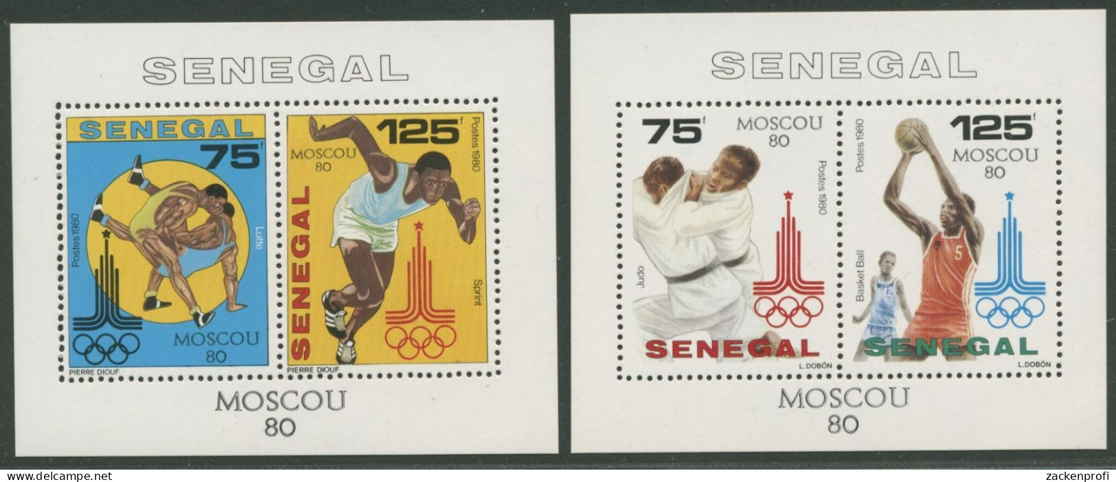 Senegal 1980 Olympische Sommerspiele Moskau Block 38/39 Postfrisch (C62411) - Sénégal (1960-...)