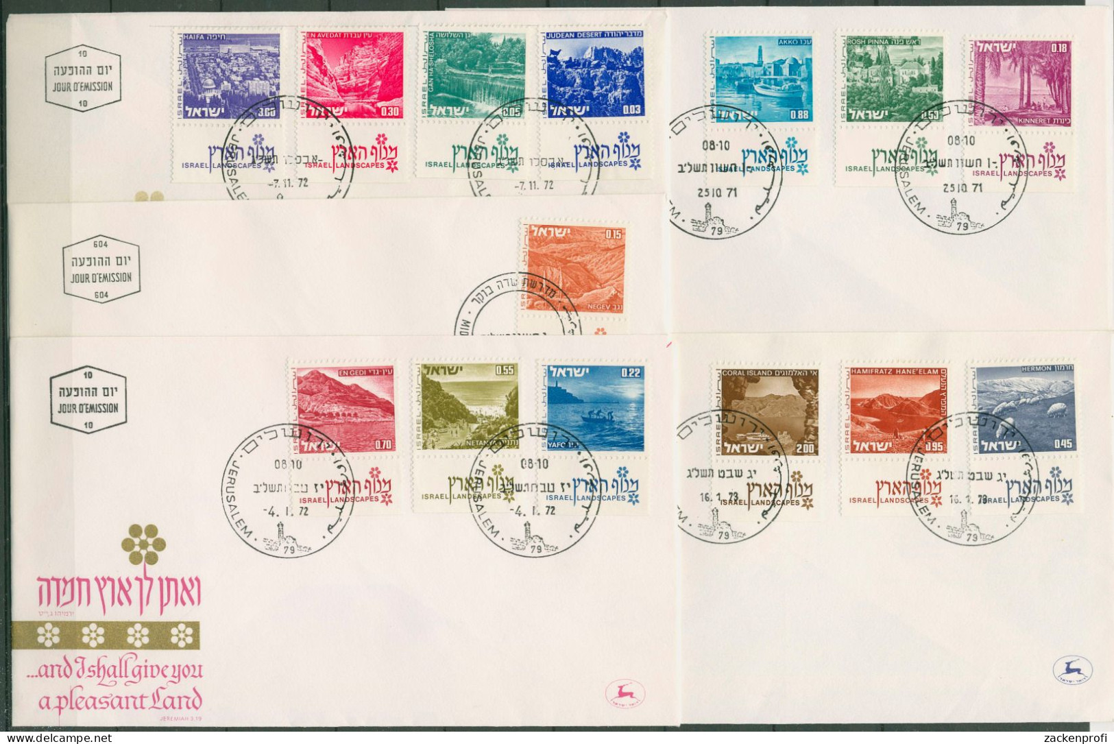 Israel 1971 Landschaften 524/37 Mit Tab Ersttagsbrief/auf Brief (X61331) - FDC