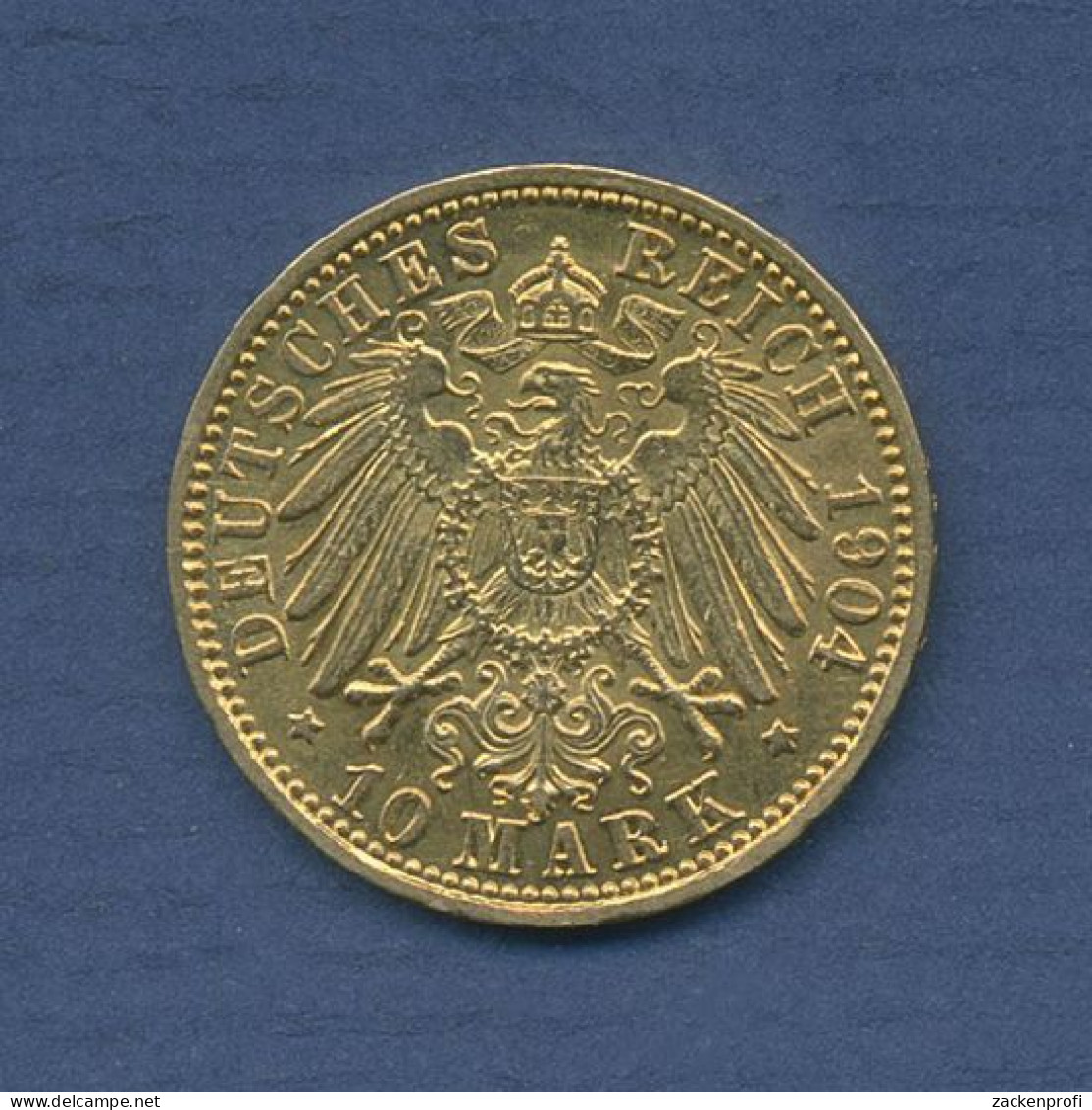 Baden 10 Mark Gold 1904 G, Großherzog Friedrich, J 190 Vz (m6436) - 5, 10 & 20 Mark Gold