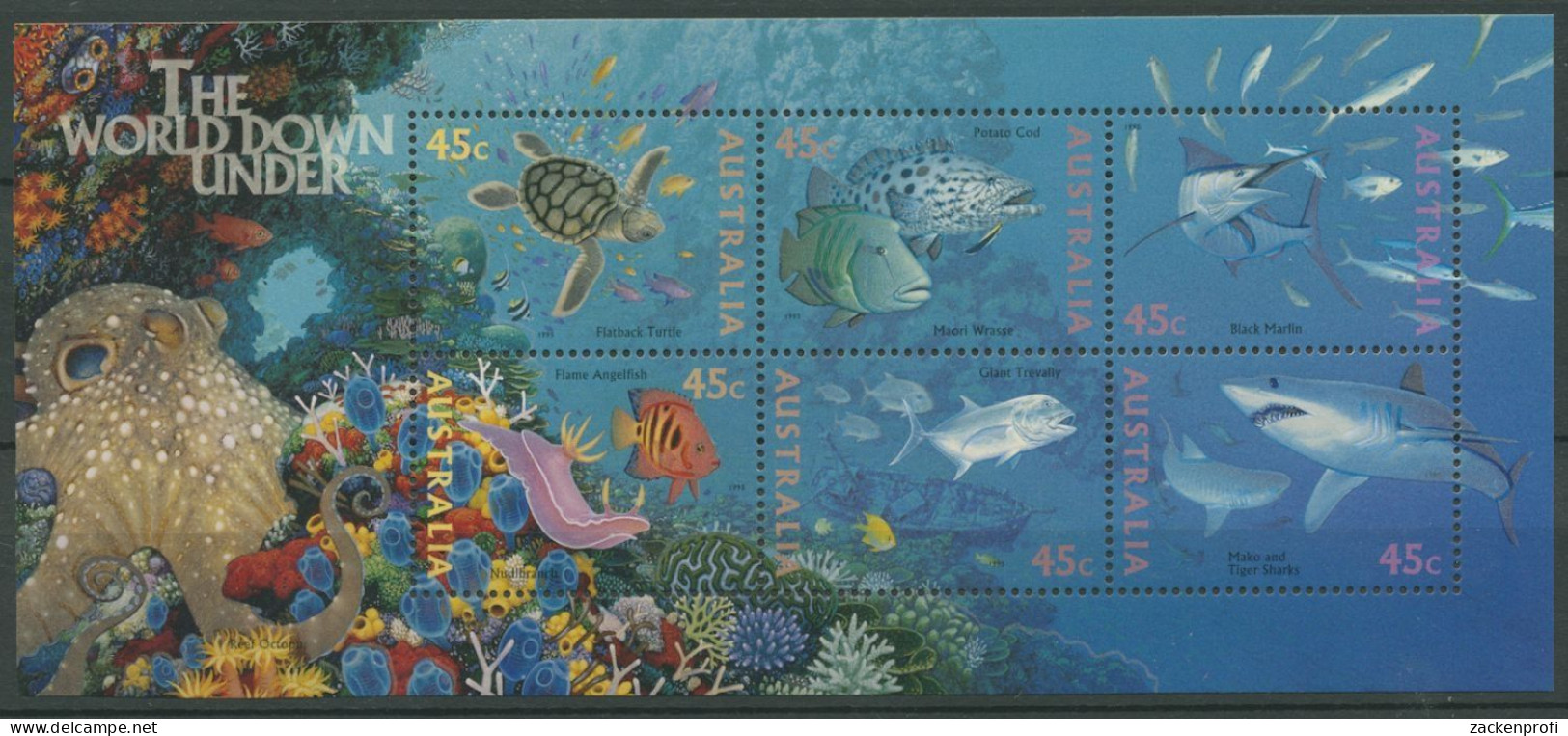 Australien 1995 Unterwasserwelt Korallen Fische Block 20 Postfrisch (C25390) - Blocs - Feuillets