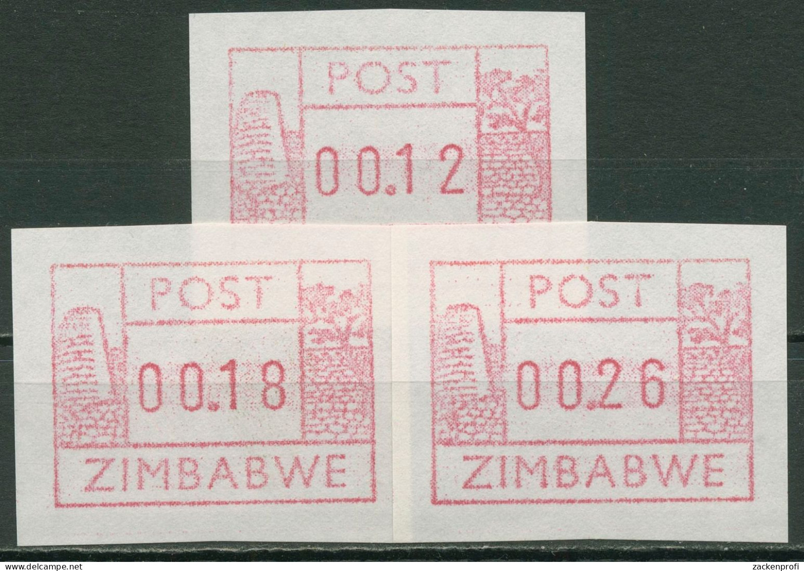 Simbabwe 1985 Automatenmarken Satz Papier Rauh, Hell ATM 1y S1 Postfrisch - Zimbabwe (1980-...)