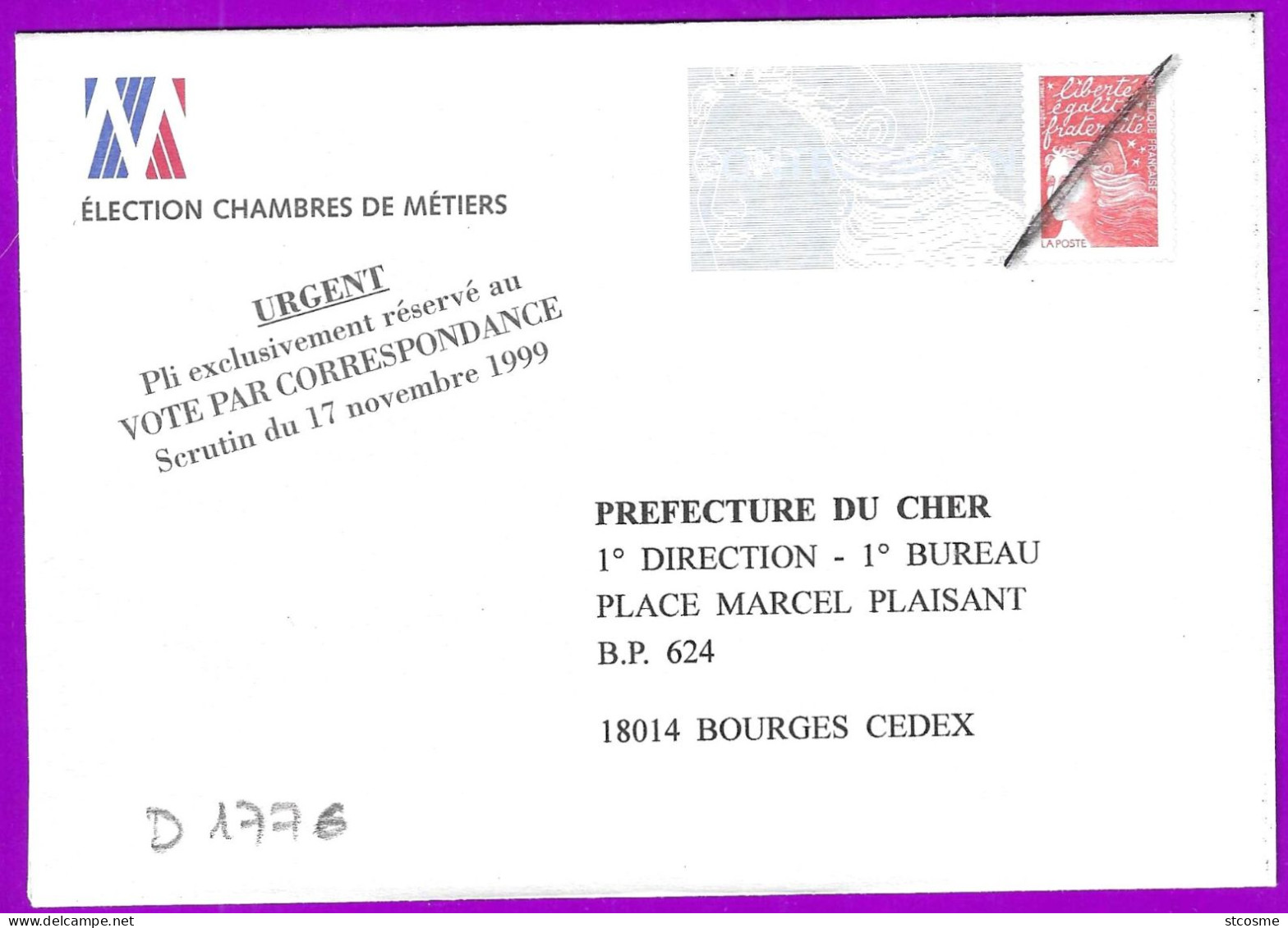 D1776 Entier Postal / Postal Stationnery / PSE - PAP Luquet, élection Chambre Des Métiers 17 Novembre 1999 - PAP : Bijwerking /Luquet