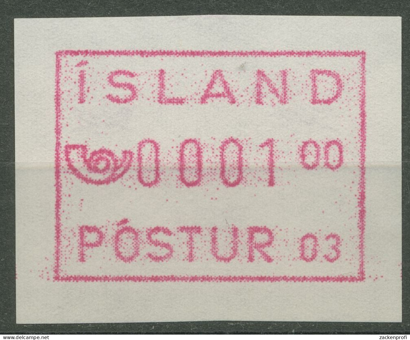 Island ATM 1993 Freimarke Automat 03, Gummidruck, ATM 2.1 V Postfrisch - Franking Labels