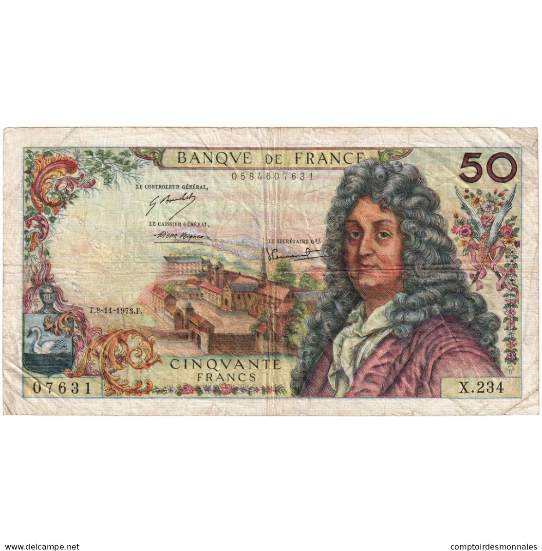 France, 50 Francs, Racine, 1973-11-08, X.23407631, TB+ - 50 F 1962-1976 ''Racine''
