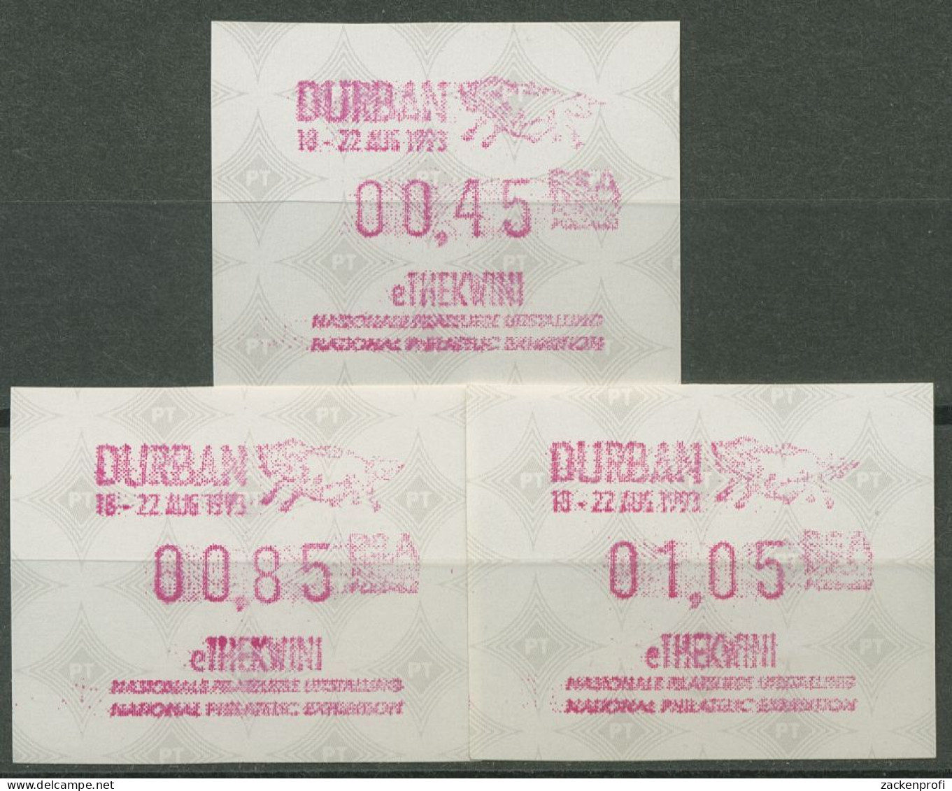 Südafrika ATM 1993 Austellung DURBAN, Satz 3 Werte ATM 12.2 S1 Postfrisch - Affrancature Meccaniche/Frama