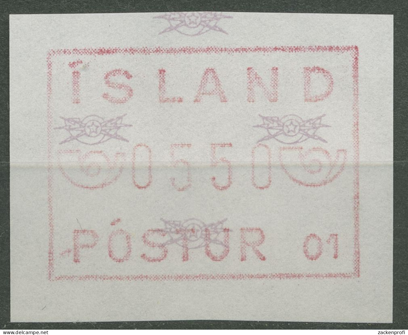 Island ATM 1983 Freimarke Automat 01, Einzelwert, ATM 1.1.1 B Postfrisch - Franking Labels