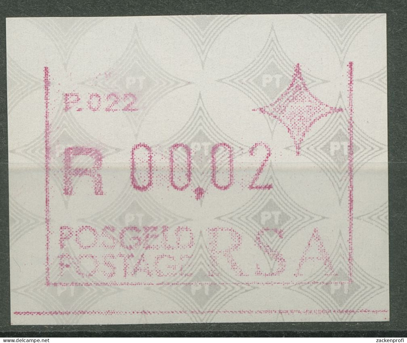 Südafrika ATM 1988 Freimarke Oberlinie Fehlt ATM 6.2 V Postfrisch - Frankeervignetten (Frama)