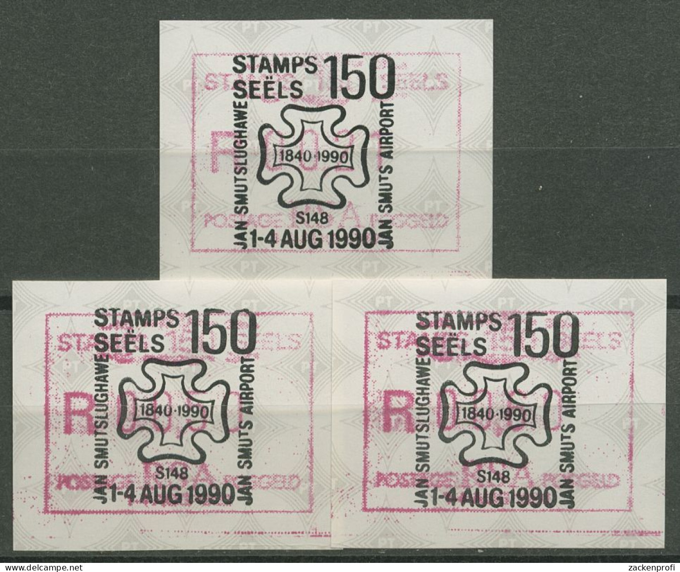 Südafrika ATM 1990 150 Jahre Briefmarken, Satz 3 Werte ATM 9 C S1 Gestempelt - Automatenmarken (Frama)