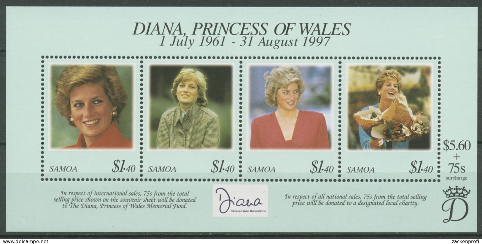 Samoa 1998 Tod Von Prinzessin Diana Block 63 Postfrisch (C40352) - Samoa