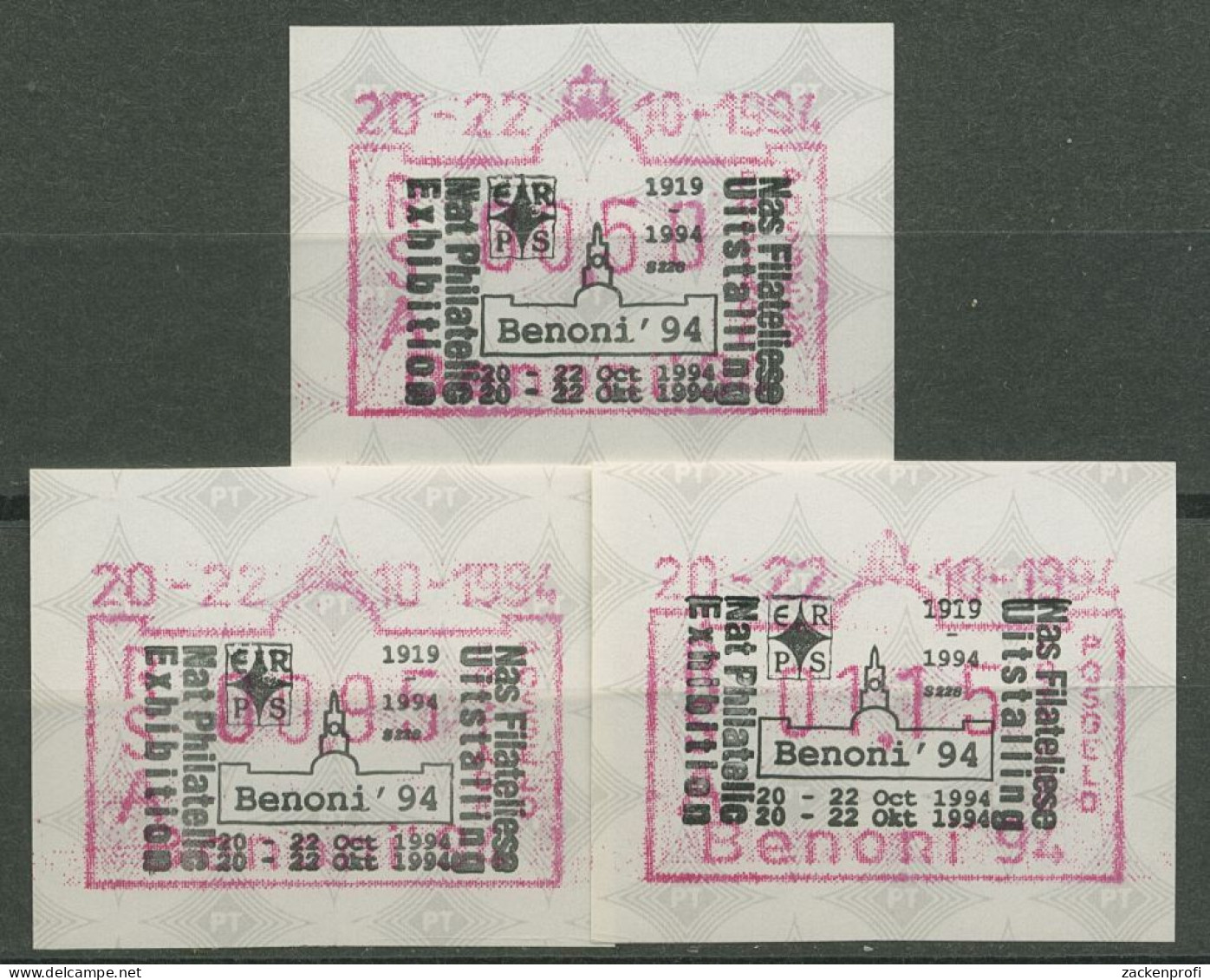 Südafrika ATM 1994 Austellung BENONI '94, Satz 3 Werte ATM 13.1 S1 Gestempelt - Vignettes D'affranchissement (Frama)