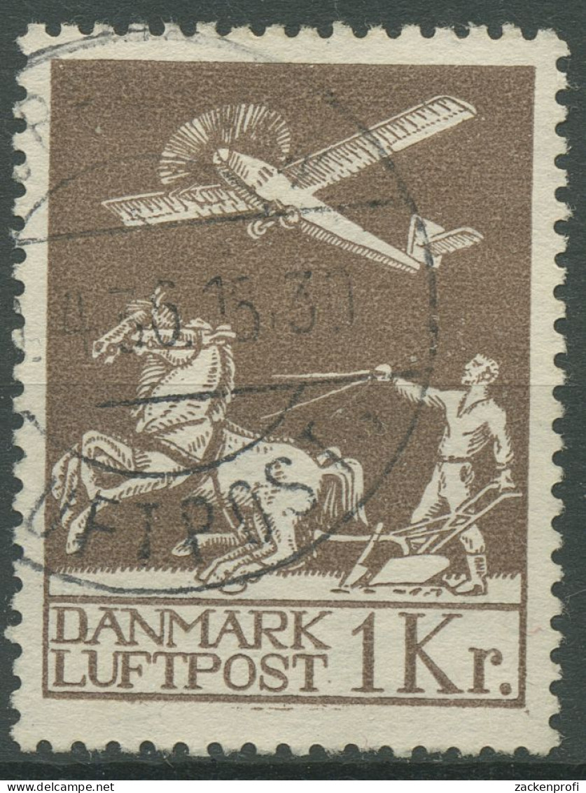 Dänemark 1929 Flugpost Pflügender Bauer Flugzeug 181 Gestempelt - Oblitérés