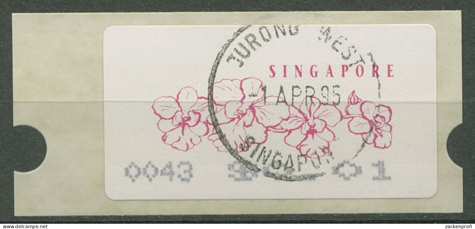 Singapur ATM 1995 Orchideen, Einzelwert ATM 7 E Gestempelt - Singapur (1959-...)