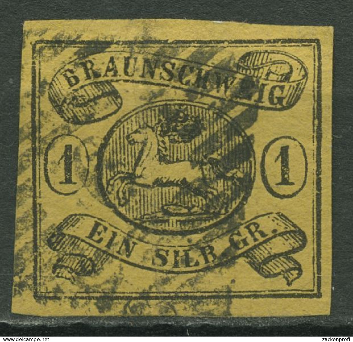 Braunschweig 1853 Wappen Im Waag. Oval 6 B Gestempelt, Leichter Bug - Brunswick