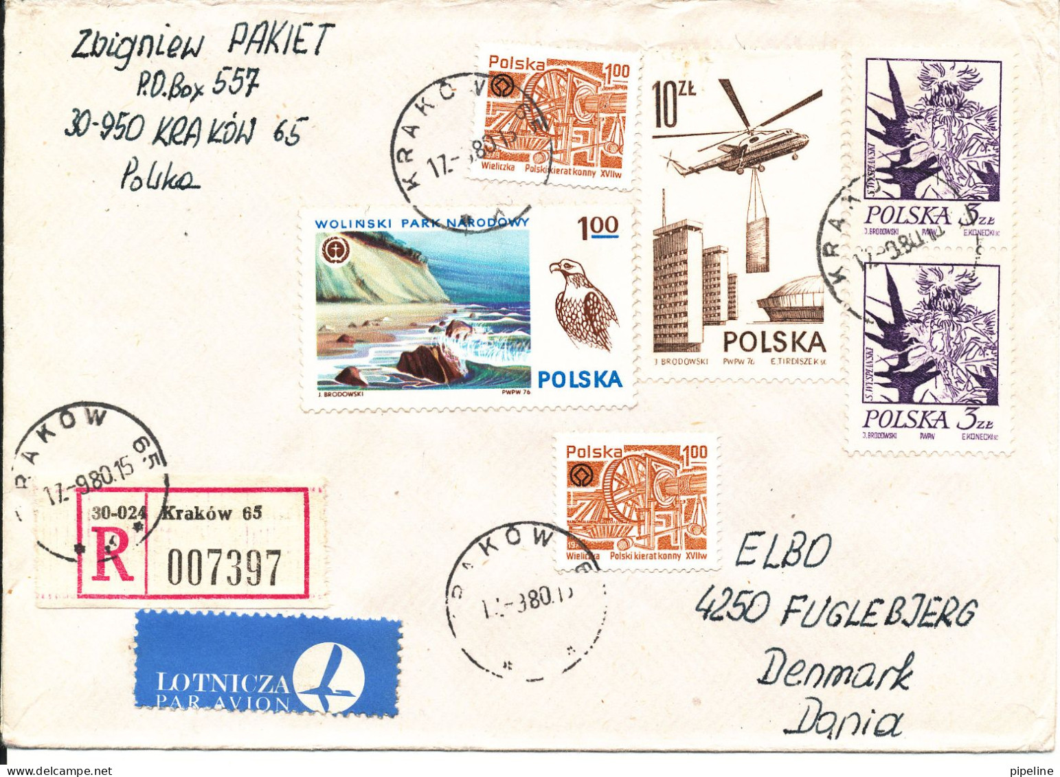 Poland Registered Cover Sent To Denmark 17-9-1980 Topic Stamps - Covers & Documents