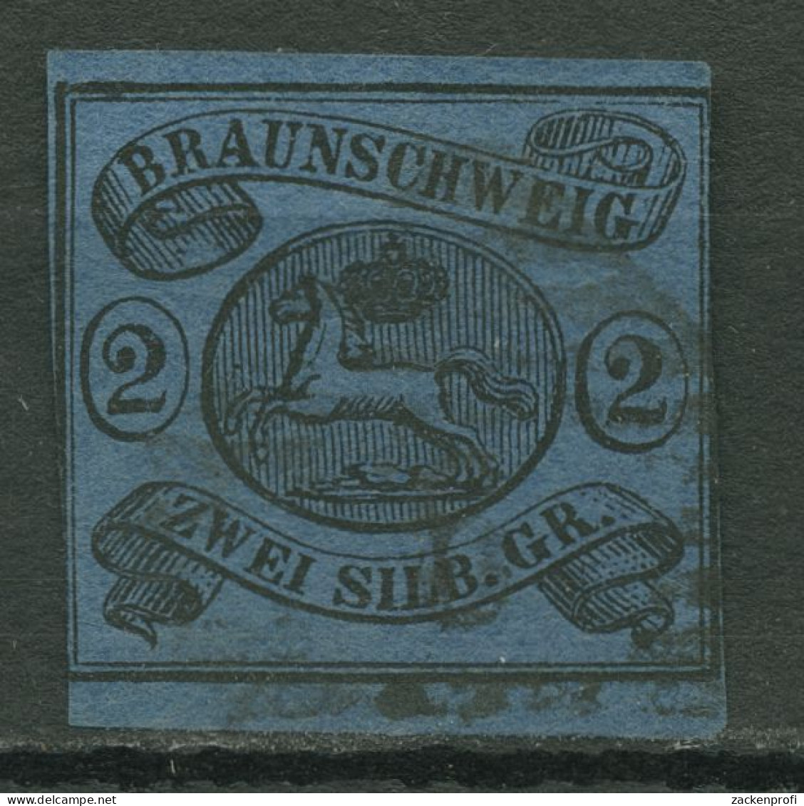 Braunschweig 1853 Wappen Im Waag. Oval 7 A Gestempelt, Angeschnitten - Braunschweig