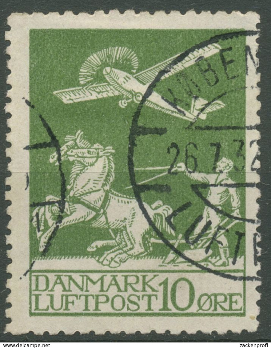 Dänemark 1925 Flugpost Pflügender Bauer Flugzeug 143 Gestempelt - Used Stamps