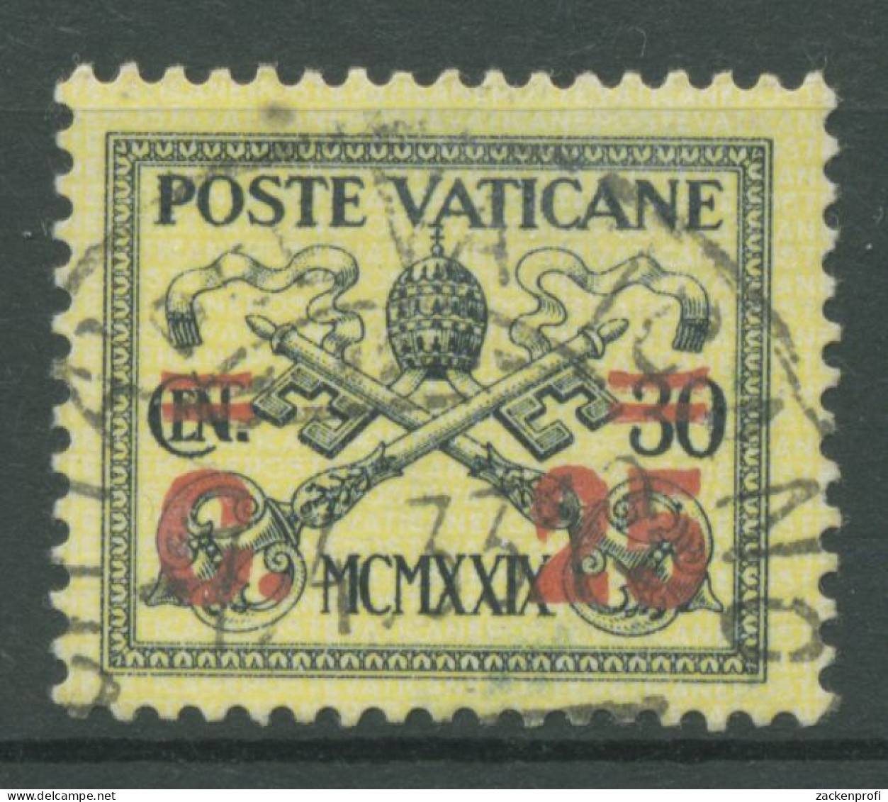 Vatikan 1931 Papst Wappen Aufdruckmarke 16 Gestempelt - Oblitérés