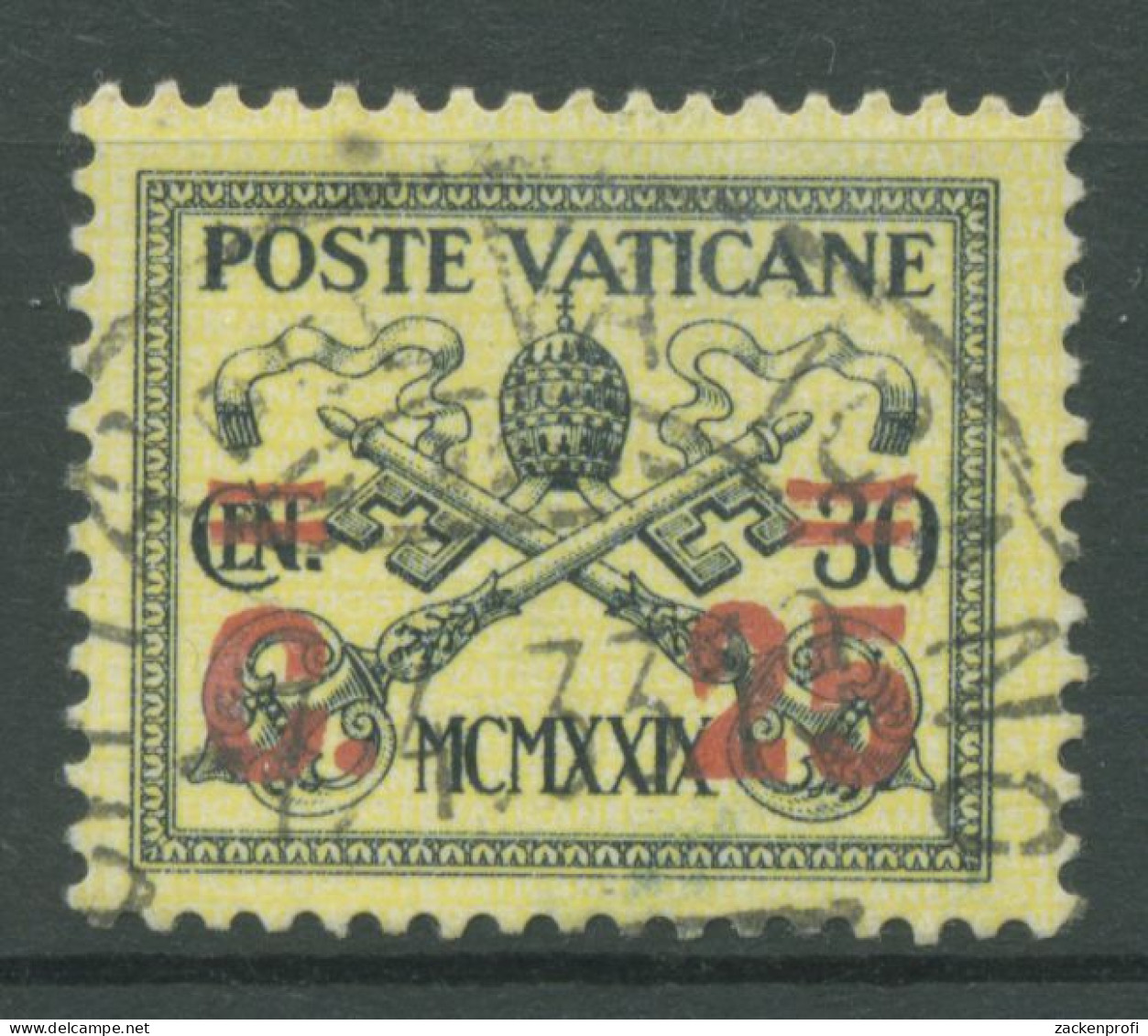 Vatikan 1931 Papst Wappen Aufdruckmarke 16 Gestempelt - Used Stamps