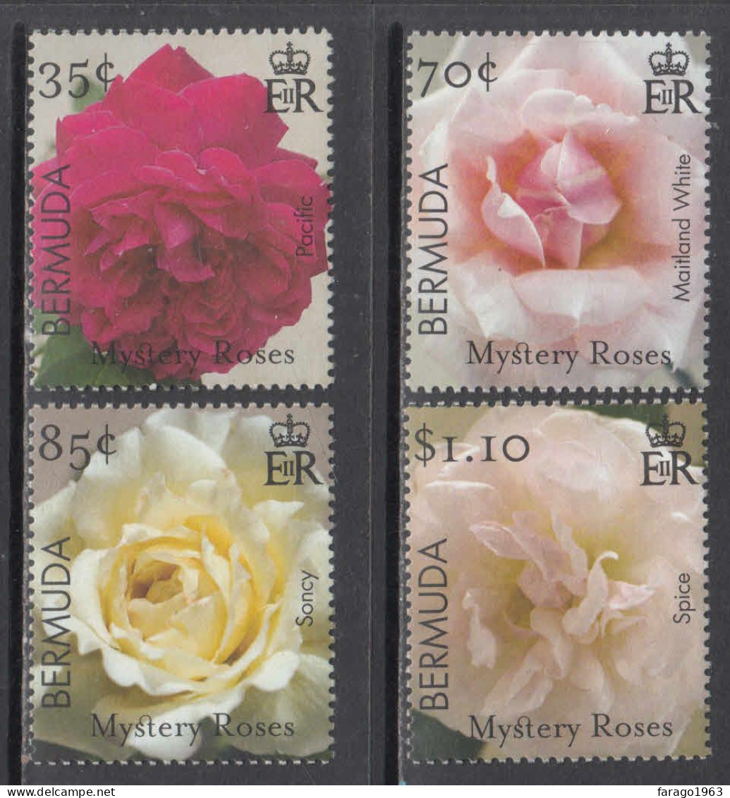 2017 Bermuda Roses Flowers Complete Set Of 4 MNH - Bermuda