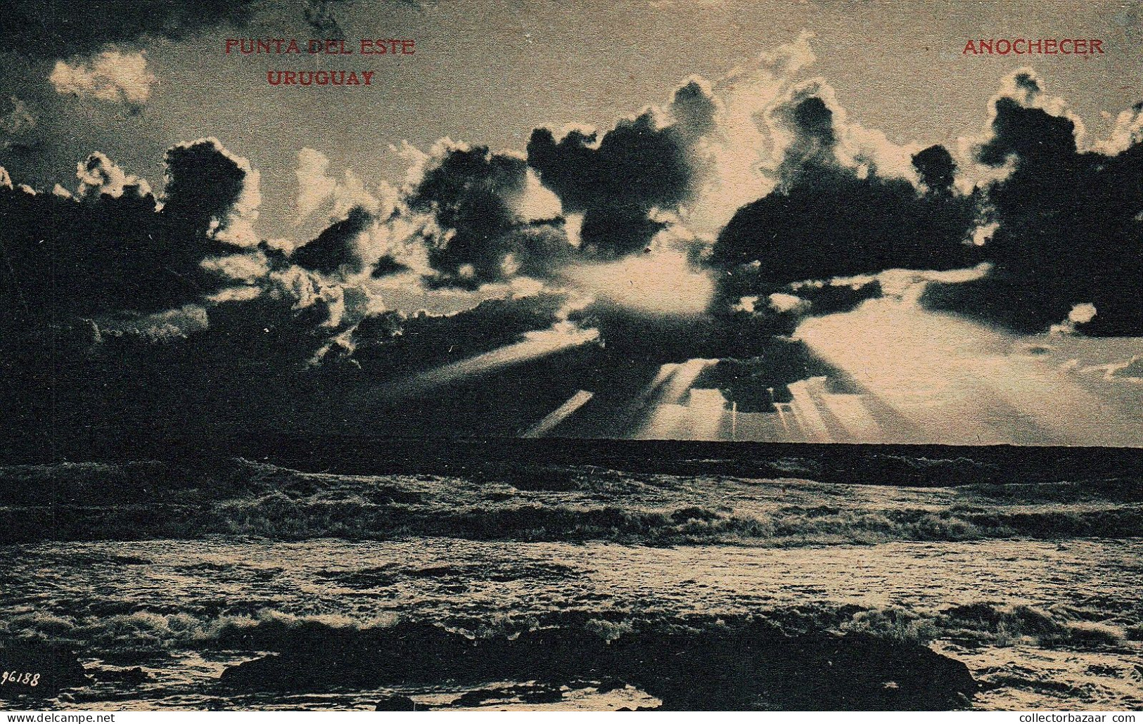 Uruguay Punta Del Este Vintage Original Jesus Cubela Postcard Ca 1900 Sunset - Uruguay