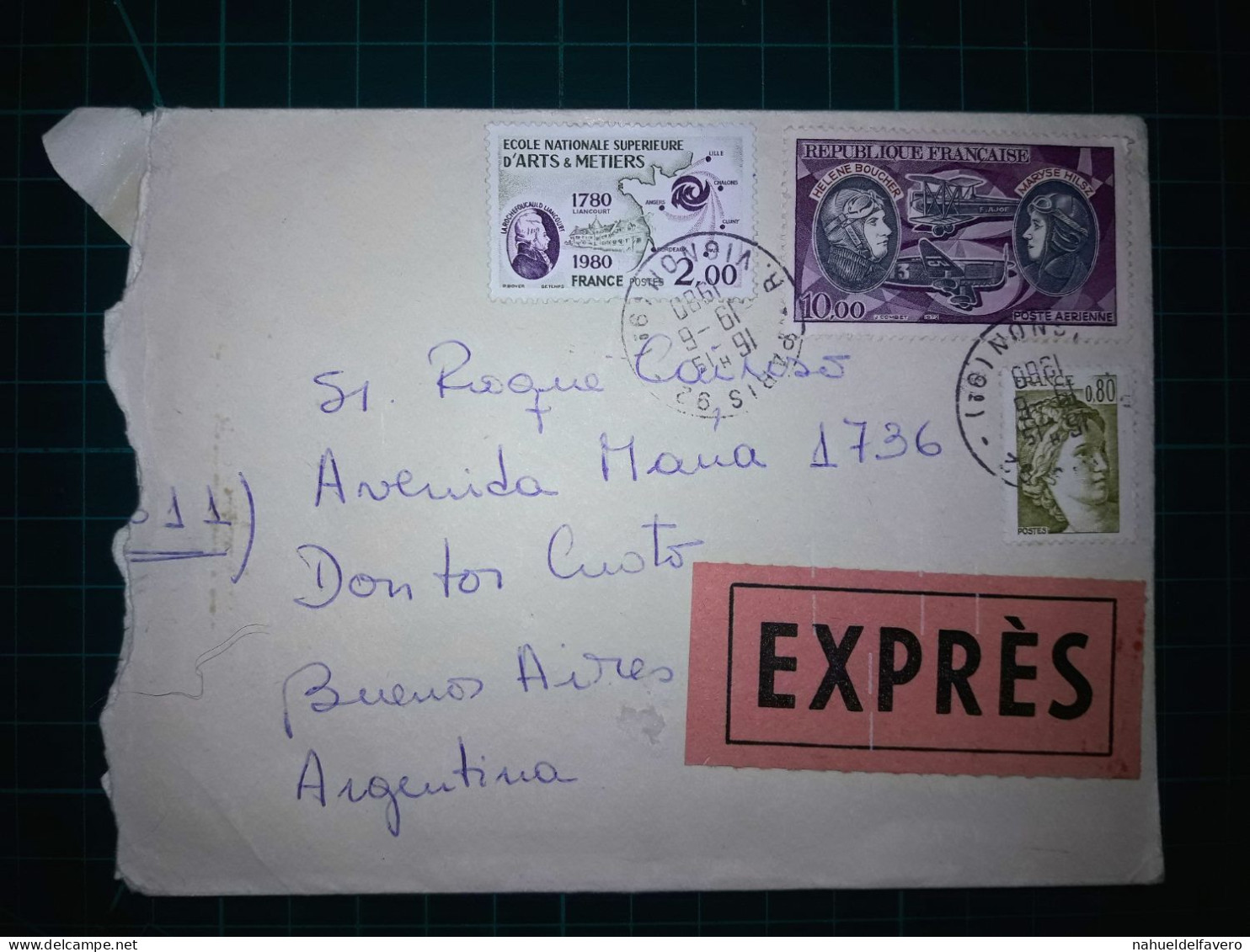 FRANCE, Enveloppe Envoyée à Buenos Aires, Argentine, Avec Divers Timbres-poste. Année 1980. - 1977-1981 Sabine De Gandon