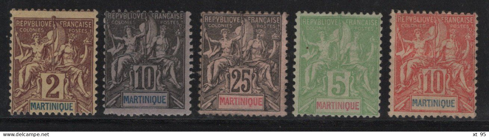 Martinique - Lot De 5 Timbres Type Groupe NSG Neufs Sans Gomme - Neufs