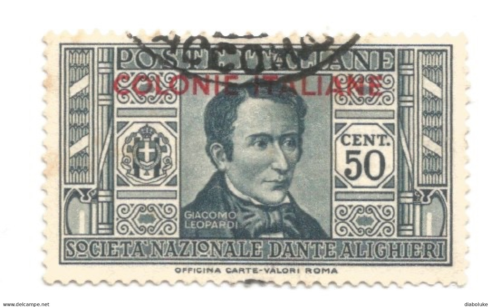 (COLONIE E POSSEDIMENTI) 1932, EMISSIONI GENERALI, SOCIETÀ DANTE ALIGHIERI, 50c - Francobollo Usato - Amtliche Ausgaben