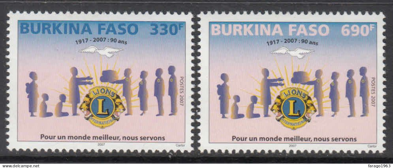 2007 Burkina Faso Lions International Complete Set Of 2 MNH - Burkina Faso (1984-...)