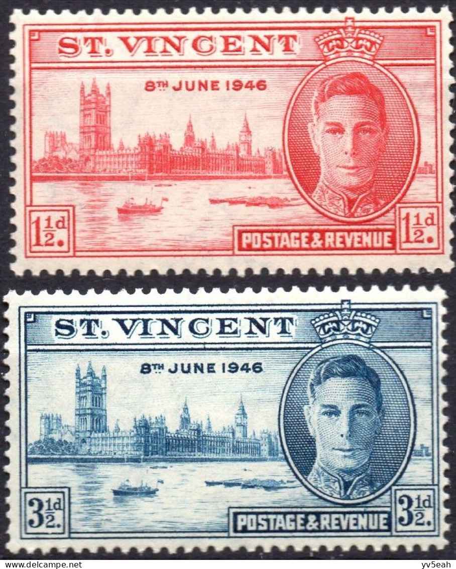 ST. VINCENT/1946/MH/SC#152-3/PEACE ISSUE / KING GEORGE VI / KGVI / PARLIAMENT BUILDING LONDON/ FULL SET - St.Vincent (...-1979)