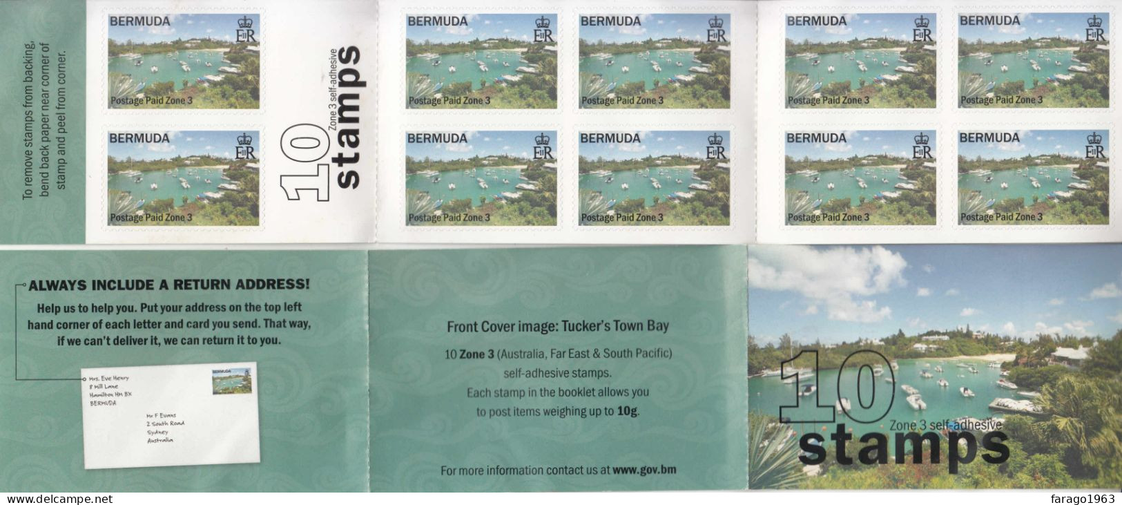 2008 Bermuda Boats Harbour  ZONE 3 Complete Booklet Of 10 MNH Face Value $8.50 + - Bermudas