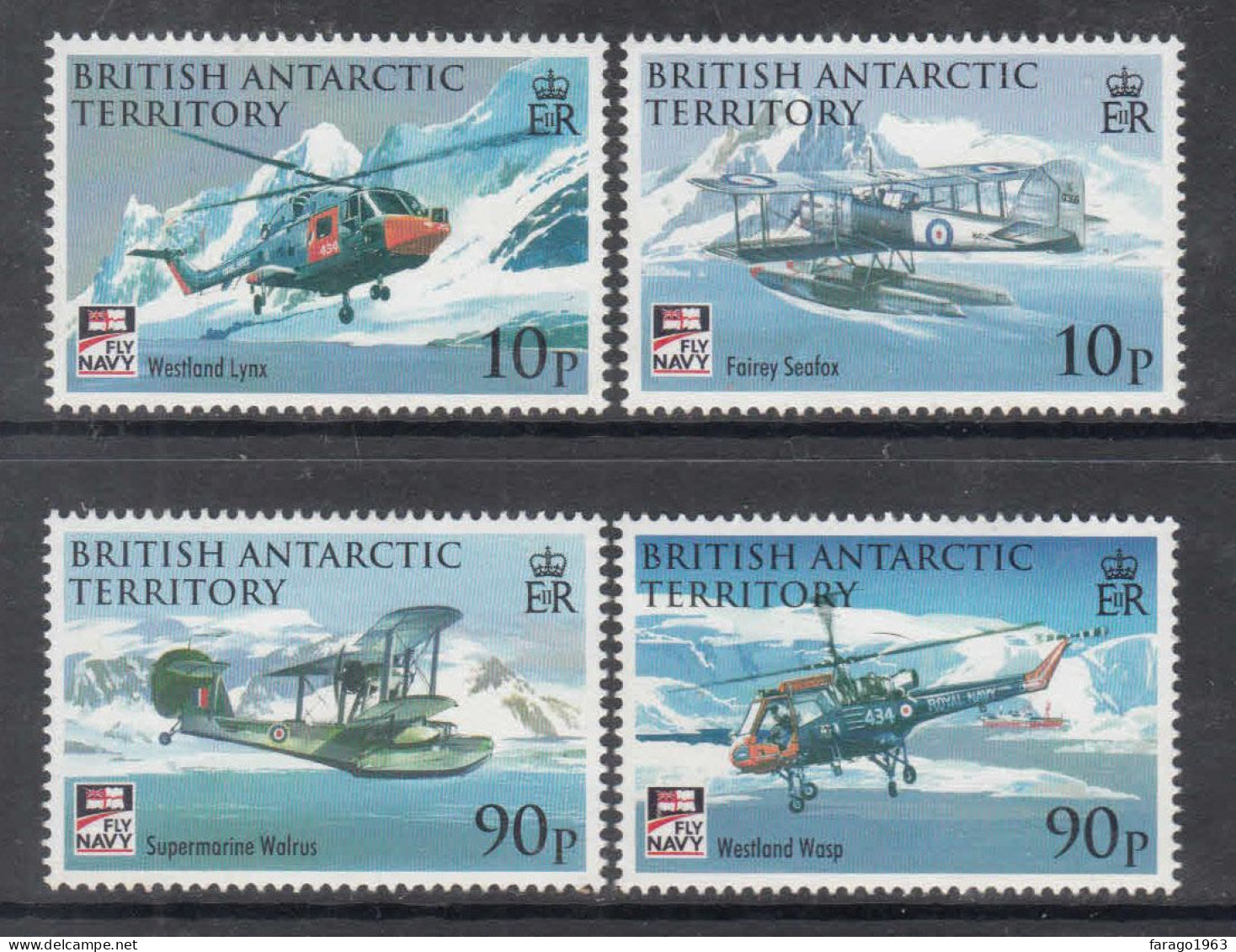 2009 British Antarctic Territory RAF Air Force Military Aviation Helicopters Complete Set Of 4 MNH - Ongebruikt