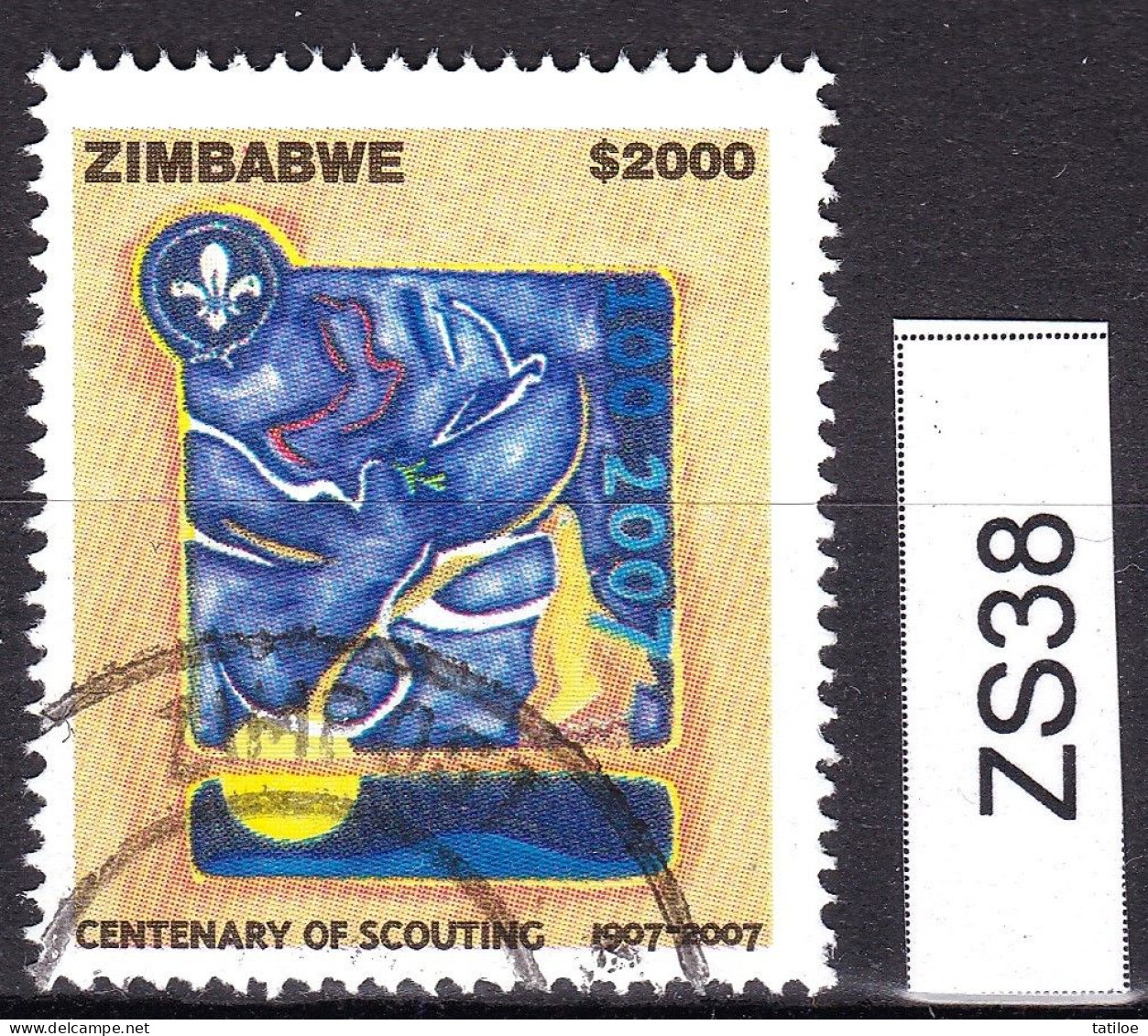 Zimbabwe 2007 Scouting Centenary $2000 VFU / O (Simbabwe) ZS38 Scouts Pfadfinder - Zimbabwe (1980-...)