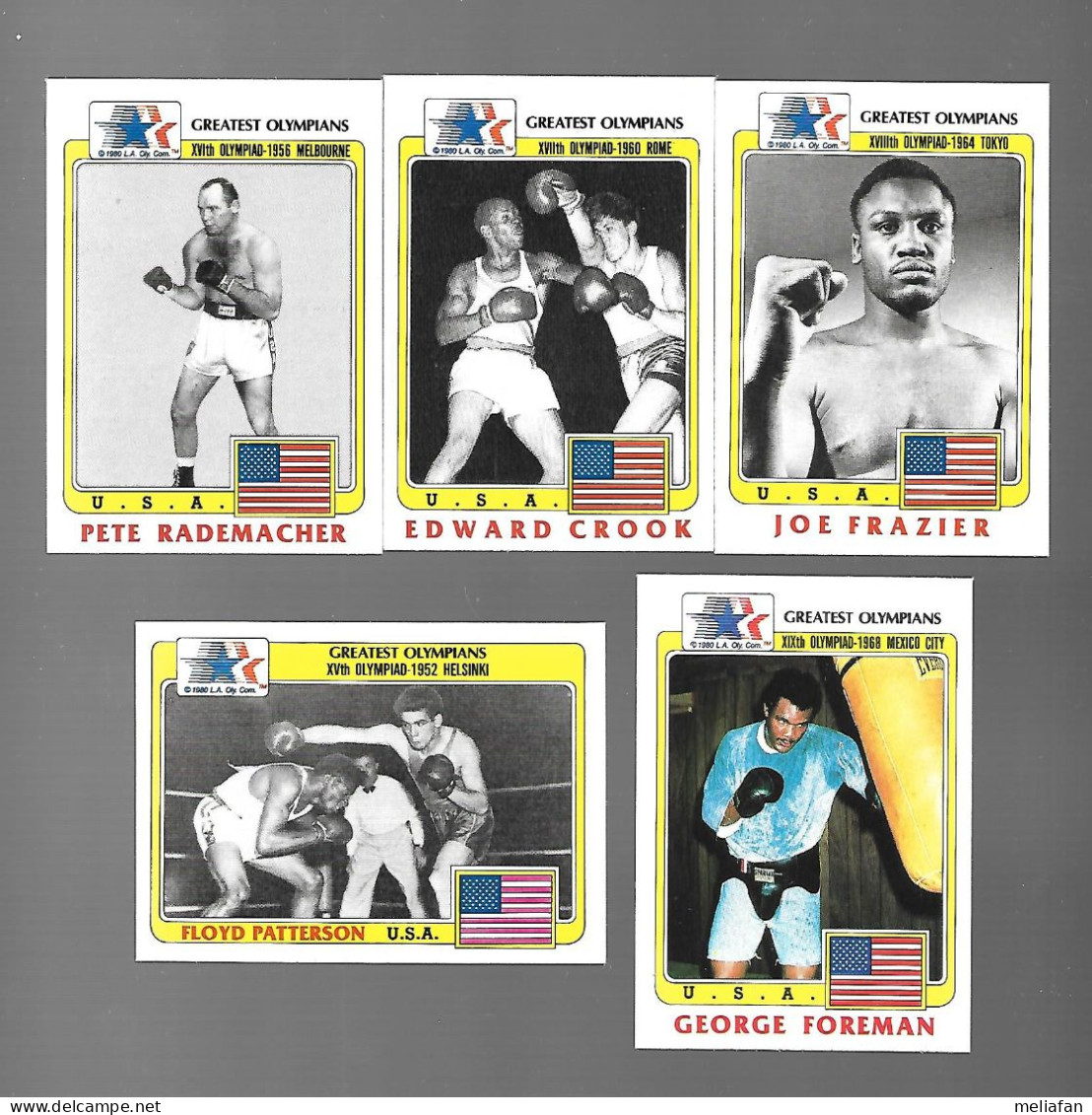 X742 - GREATEST OLYMPIANS - GEORGE FOREMAN - JOE FRAZIER - PETE RADEMACHER - FLOYD PATTERSON - EDWARD CROOK - Tarjetas