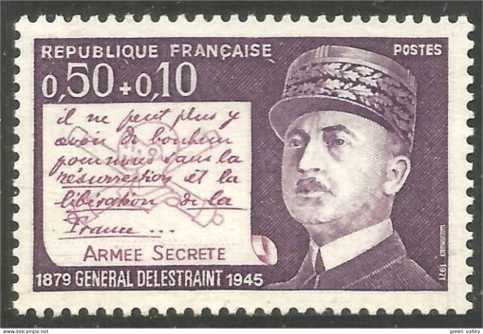 346 France Yv 1689 Célébrités 1972 Général Delestraint MNH ** Neuf SC (1689-1b) - Militaria