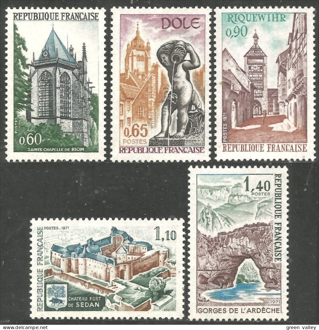 346 France Yv 1683-1687 Sites Touristiques 1971 Dole Riquewihr Rom Sedan Ardèche MNH ** Neuf SC (1683-1687-1c) - Sonstige & Ohne Zuordnung