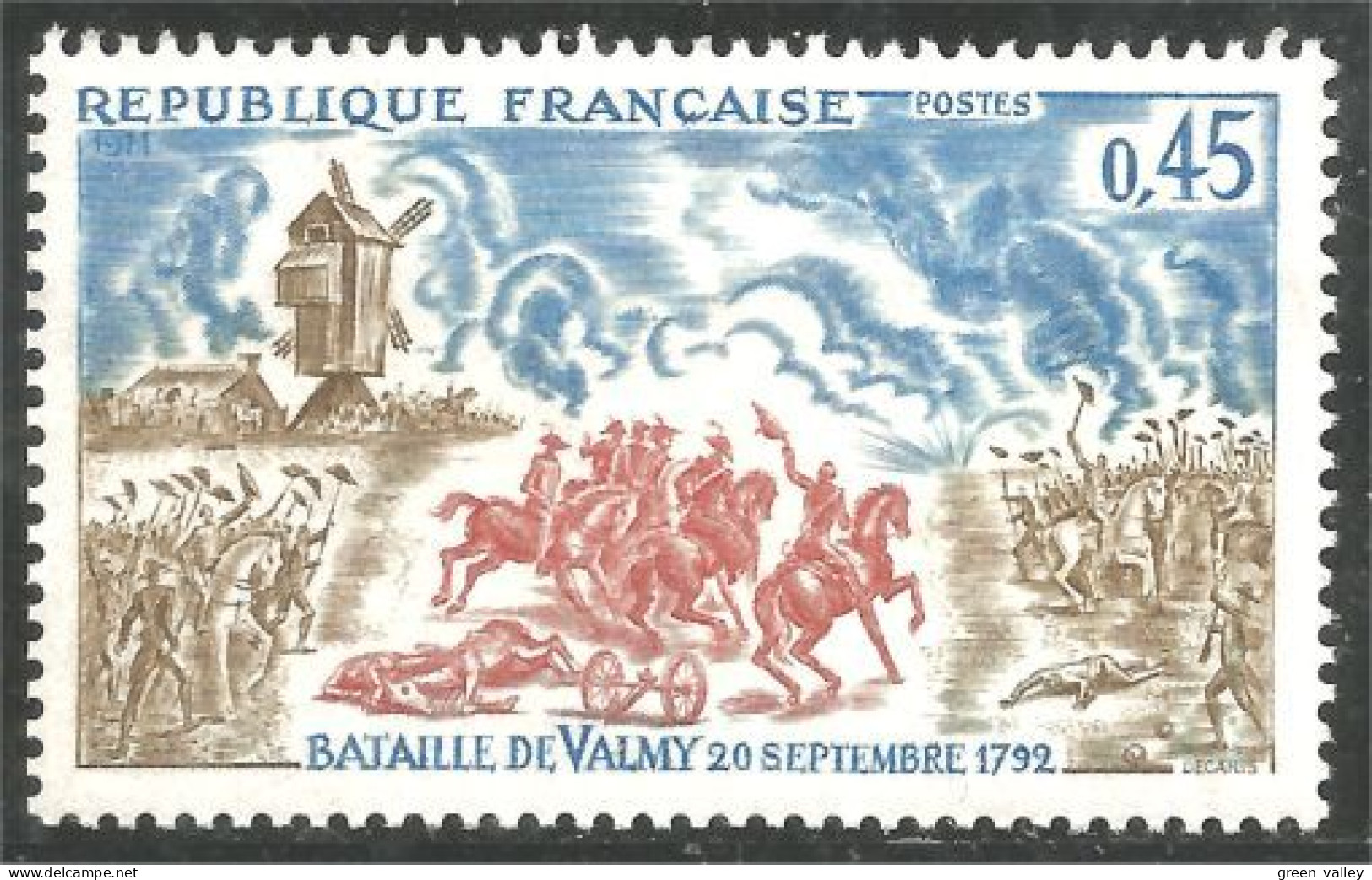 346 France Yv 1679 Bataille De Valmy Battle Moulin Vent Windmill Muhle MNH ** Neuf SC (1679-1d) - Molens