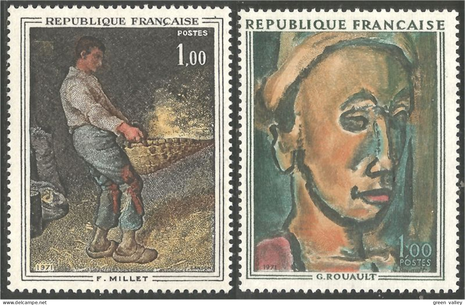 346 France Yv 1672-1673 Oeuvres Art 1971 Millet Rouault MNH ** Neuf SC (1672-1673-1b) - Sonstige & Ohne Zuordnung