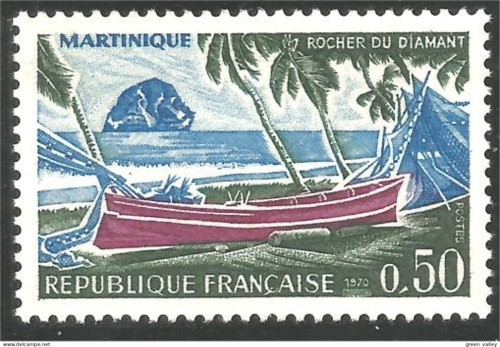 346 France Yv 1644 Martinique Rocher Diamant Palmier Palm Tree Coconut MNH ** Neuf SC (1644-1c) - Trees