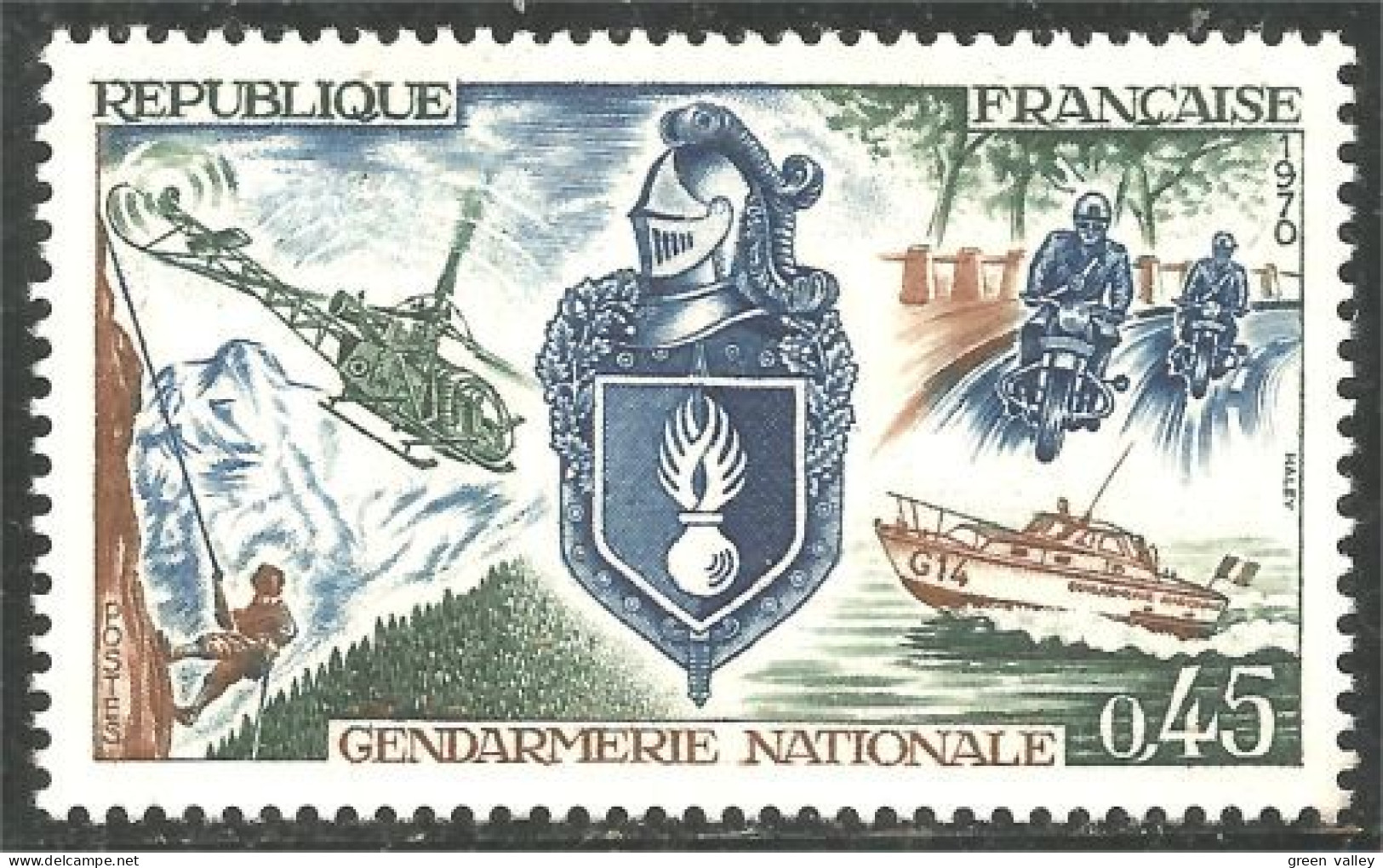 346 France Yv 1622 Gendarmerie Police Helicoptère Elicottero MNH ** Neuf SC (1622-1d) - Hélicoptères