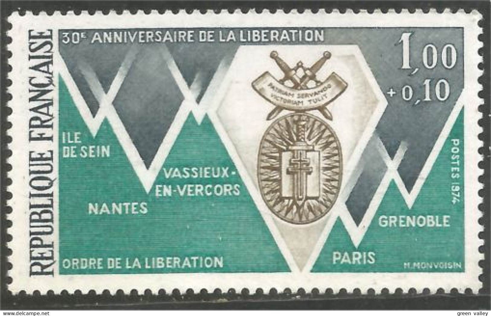 347 France Yv 1797 Libération Villes Compagnons Sein Vercors Nantes Grenoble MNH ** Neuf SC (1797-1d) - Other & Unclassified