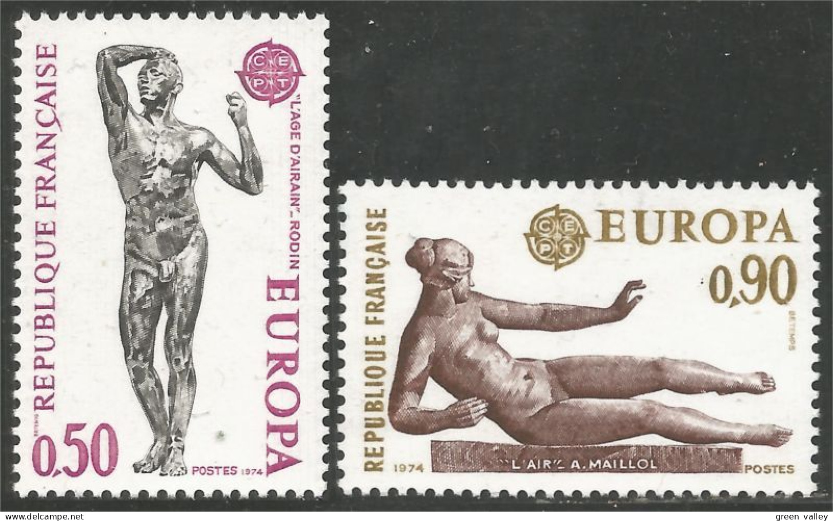 347 France Yv 1789-1790 Europa 1974 Sculptures MNH ** Neuf SC (1789-1790-1b) - 1974